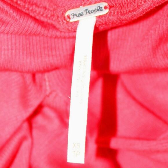 Free People Uptown Turtle Choker Red Deep V Tunic Top Long Sleeve Womens XS - Picture 4 of 4